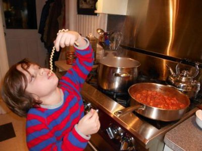 Luca tasting pasta