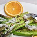Roasted asparagus with shaved parmesan