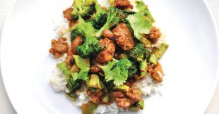 Peanut Chicken and Broccoli with Coconut Rice